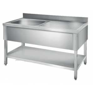 FREGADERO INDUSTRIAL DESMONTABLE 1200x600mm 1 SENO IZQUIERDA CON BANCADA