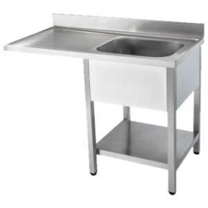 FREGADERO INDUSTRIAL DESMONTABLE 1200x600mm 1 SENO DERECHA 400x400x2500mm
