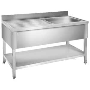 FREGADERO INDUSTRIAL DESMONTABLE 1500x600mm 1 SENO DERECHA CON BANCADA