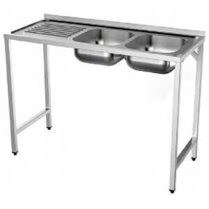 FREGADERO SEMI-INDUSTRIAL 1350x500mm ESCURRIDOR IZQUIERDA 2 SENOS CON BASTIDOR