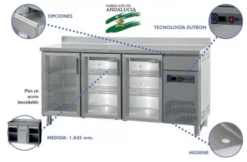 FRENTE MOSTRADOR REFRIGERADO CON PUERTA DE CRISTAL 150