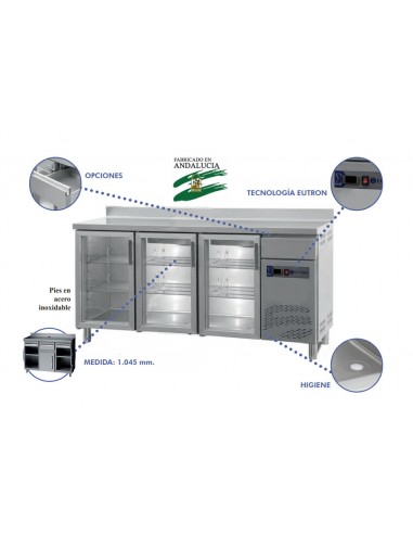 FRENTE MOSTRADOR REFRIGERADO CON PUERTA DE CRISTAL 250