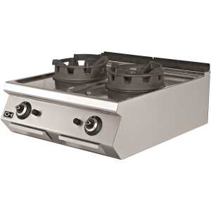 Cocina Wok a Gas Sobremesa 2 fuegos 2 x 18 kW 800x730x300h mm EMPPLS7WK020 Línea 700 Estambul